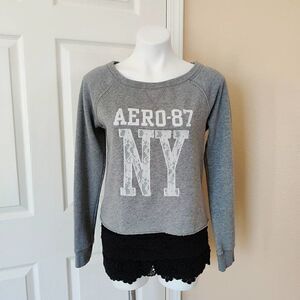 Aeropostale lace embellished cropped sweatshirt S